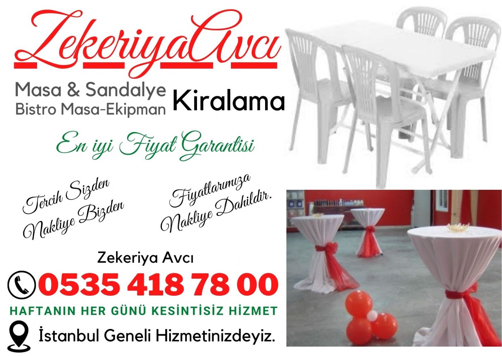 Maltepe Masa Sandalye Kiralama